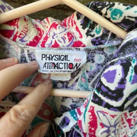 Vintage Physical Attraction size 1X  relaxed fit button front floral. - Picture 5 of 7